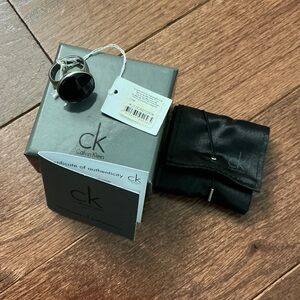 Calvin Klein Silver and Black Women's Ring